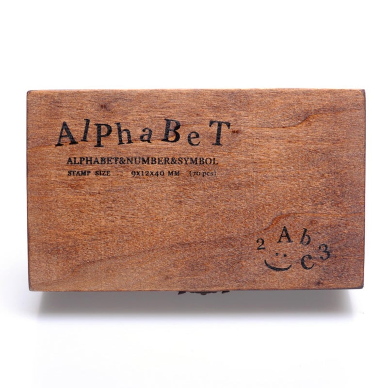 YPSelected Set of 70pcs Vintage Style Wooden Rubber Alphabet Letters Number Symbol Stamps (Cursive Script) - Image 5